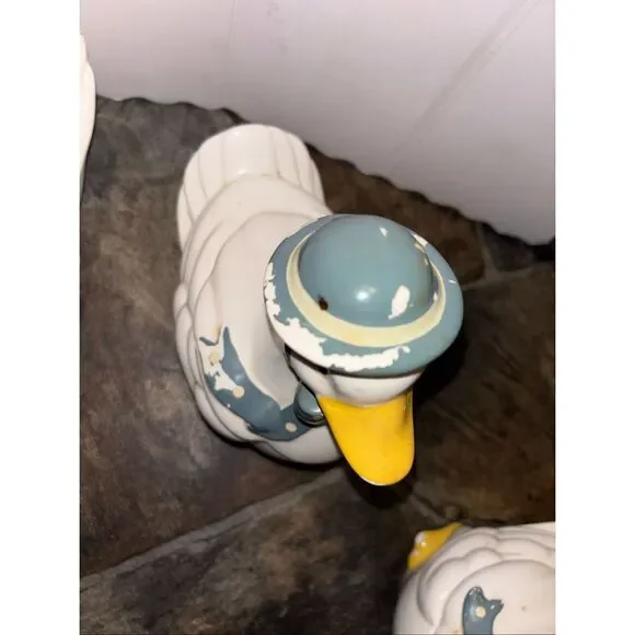 Vintage Goose Cookie jars Set 4 Blue Polka Dot Farmhouse Cottagecore - Picture 9 of 15